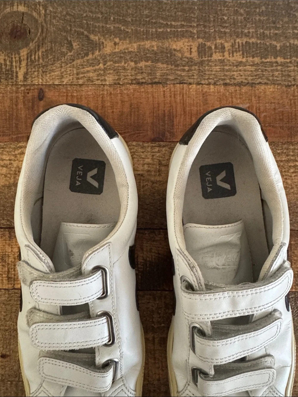 Veja Women’s White Velcro Sneakers with Cream Sole - Picture 2 of 7